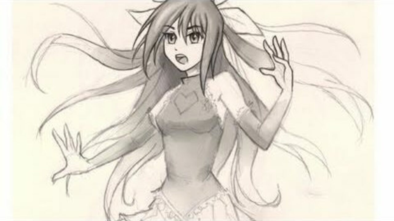 Sketch Of A Pretty Manga Girl Stock Illustration - Download Image Now -  Adult, Beautiful People, Beauty - iStock