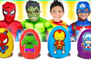 Marvel Avengers Play Doh Surprise Eggs kids video toys superheroes dress up costume runway show