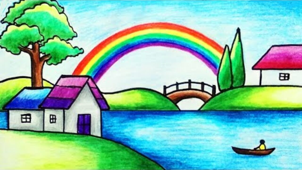 Beautiful scenery coloring page for kids 5
